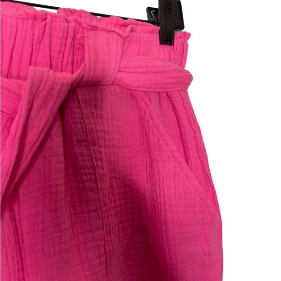 NWT Sincerely Jules pink textured wide leg high rise cropped pants size  large - Picture 4 of 13